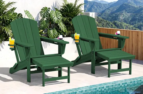 Vista 15 de SERWALL Silla Adirondack ajustable plegable HDPE con reposapiés, Aruba