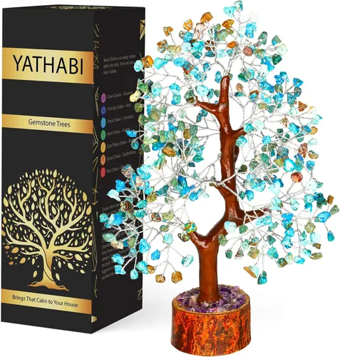 Vista 11 de YATHABI Escultura de gema de turmalina negra, árbol de cristal, decoración de Feng Shui, árbol de dinero de buena suerte
