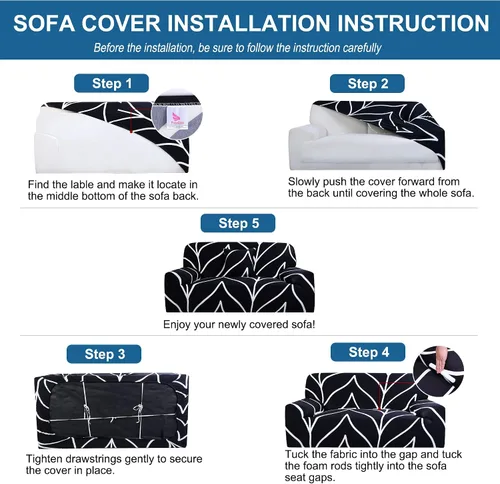 Vista 7 de uxcell Funda elástica para sofá de dos plazas, funda de sofá biplaza para sala de estar, muebles universales con una funda de almohada