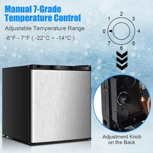 Vista 3 de GOFLAME Refrigerador compacto, mini refrigerador vertical de 1.1 pies cúbicos con puerta reversible y control de termostato ajustable para el hogar