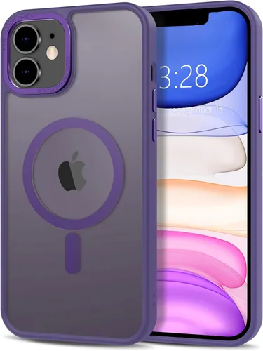 Vista 319 de Anuck - Funda magnética para iPhone 11 compatible con MagSafe, carcasa trasera mate translúcida dura, borde de TPU, delgada, resistente a impactos