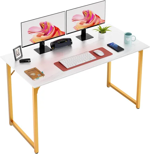 Vista 10 de Escritorio de computadora de 32 pulgadas para espacios pequeños, escritorio de oficina en casa, estilo moderno y simple, escritorio de trabajo Negro