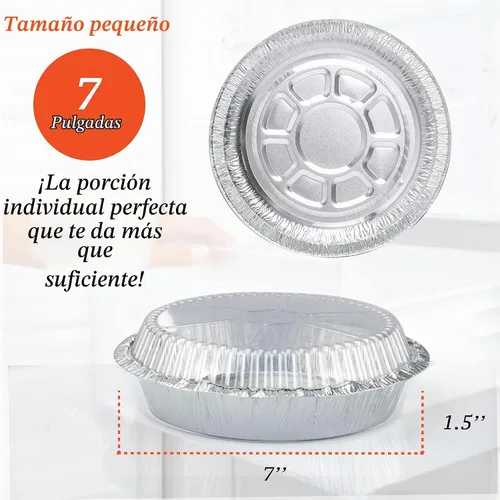 Vista 2 de Paquete de 55 sartenes redondas de aluminio de 7 pulgadas con tapas, sartenes de papel de aluminio con tapas transparentes, sartenes redondas aptas