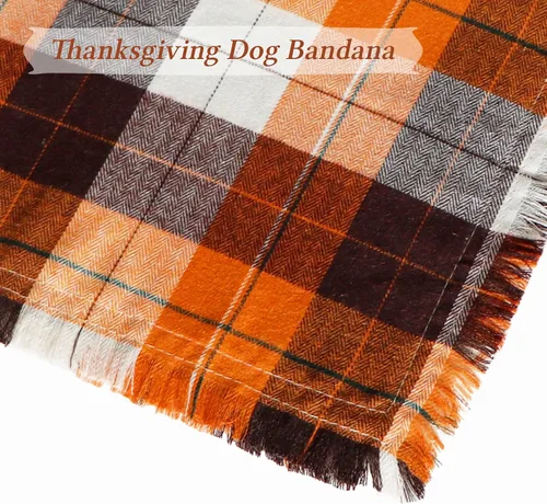 Vista 5 de STMK Bandana de otoño para perro, paquete de 4 bandanas para perros con borlas y bordes para perros pequeños, medianos y grandes