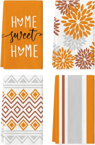 Vista 8 de Artoid Mode Toallas de Cocina Rayas Negras Home Sweet Home Boho Halloween Toallas de Platos, 18x26 Pulgadas Toallas de Mano de Decoración