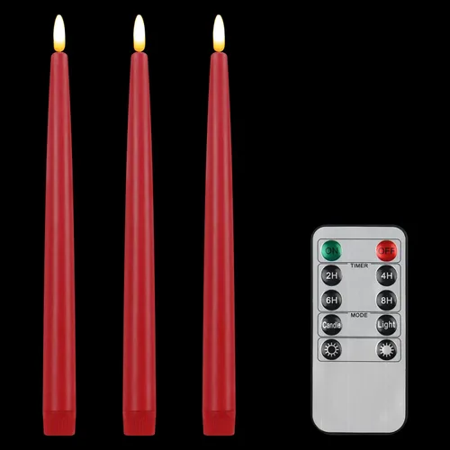 Vista 13 de CVHOMEDECO. Velas cónicas sin llama con control remoto de 10 teclas, velas LED parpadeantes con mecha 3D, funciona con pilas, velas de cera real