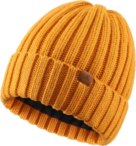 Vista 14 de Home Prefer Gorro de invierno para hombre, con forro polar de lana, gorro de punto cálido Verde militar