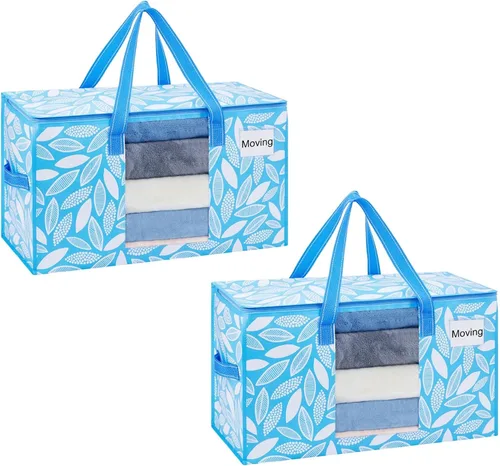 Vista 25 de VENO Paquete de 4 bolsas de mudanza resistentes, bolsas de almacenamiento de ropa y edredón con ventana transparente, suministros de embalaje