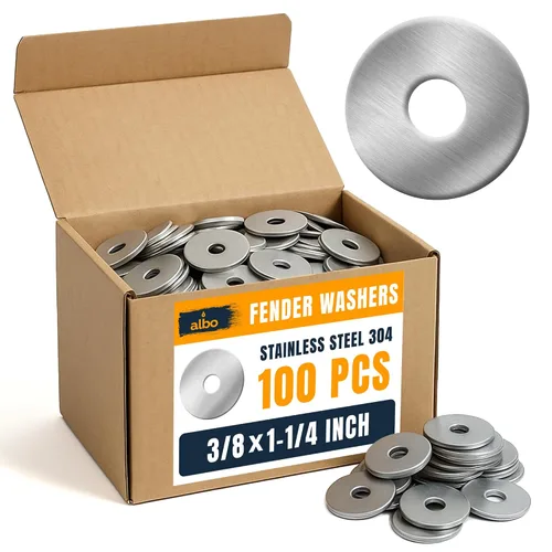 Vista 16 de 20 piezas arandelas planas de guardabarros de acero inoxidable de 1/2" x 2" para pernos y tornillos, herrajes de acero inoxidable 304
