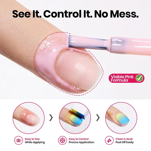 Vista 7 de Beetles - Látex líquido sin olor para uñas, 0.5 onzas líquidas, color rosa Látex líquido rosa para uñas inodoro