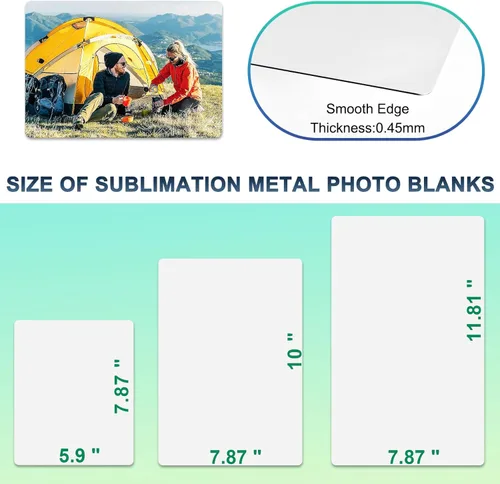 Vista 2 de 10 piezas de 6'x8' en blanco de aluminio para sublimación en metal para fotos, señal en blanco de sublimación en metal de 0.45mm de espesor