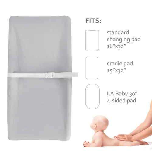 Vista 5 de Fundas para cambiador, color beige y gris, para niños y niñas, paquete de 2 unidades, unisex, funda para cambiador, sábana suave y transpirable