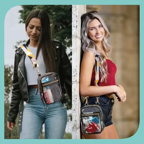 Vista 15 de Bolso cruzado aprobado por estadios para mujer, bolsa transparente para estadios para eventos deportivos, conciertos