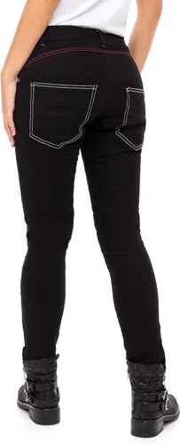 Vista 5 de Skylinewears Women's Reinforced Motorcycle Riding Jeans Biker Racing Pants with Aramid Lining and Removable Padding Negro