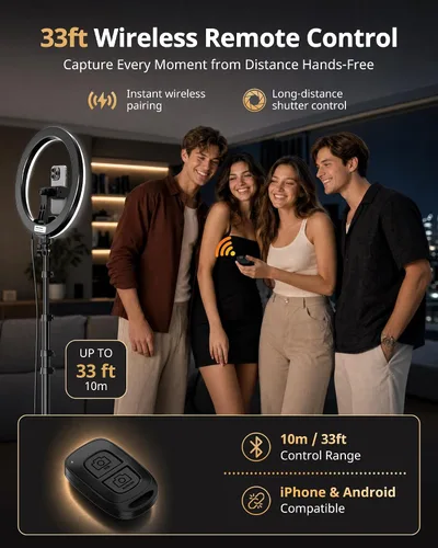 Vista 6 de UBeesize - Anillo de luz para selfie con trípode y soporte para teléfono celular para transmisión en vivo/maquillaje, mini luz LED para cámara