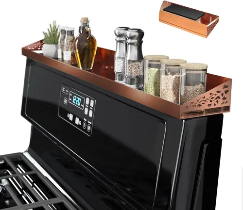 Vista 13 de STUTOV Estante superior magnético para estufa de 30 pulgadas, estante de especias negro y organizador de condimentos, estante de cocina magnético