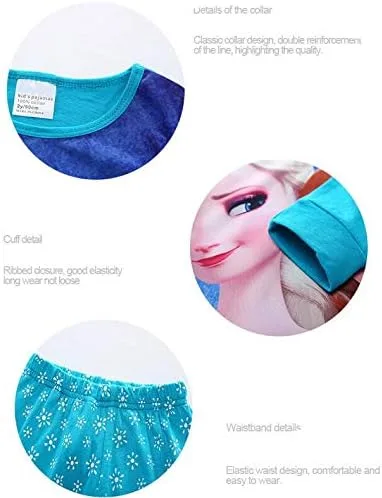 Vista 3 de Pijama Elsa de manga larga para niñas pequeñas, color rosa, pijama de algodón para niños, Rosado