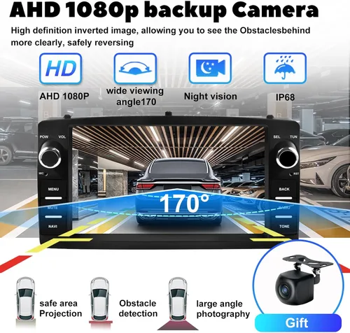 Vista 4 de Estéreo de coche 4+64G para Toyota Corolla E120 2000-2006 con Carplay Android Auto, pantalla táctil QLED de 7 pulgadas Radio Android con cámara