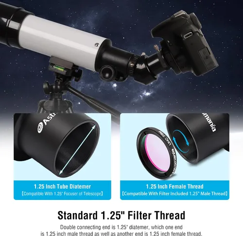 Vista 4 de Adaptador de cámara para telescopio Astromania, anillo T2 T y adaptador T M42x0.75 rosca macho a adaptador fotográfico de telescopio de 3.17 cm