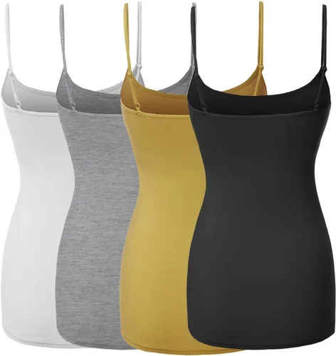 Vista 2 de Made by Emma Camiseta básica de tirantes delgados ajustables para mujer (4 unidades)