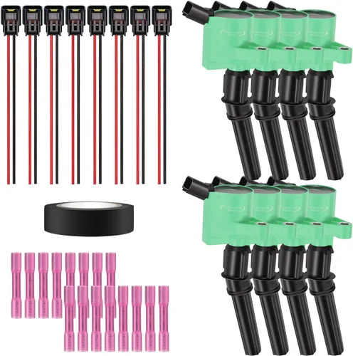 Vista 34 de Juego de 4 bobinas de encendido y arnés de cableado con conector pigtail compatible con Accord Odyssey Acura Saturn 3.0L 3.2L 3.5L V6 C1221 UF242