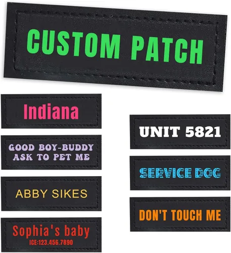 Vista 19 de Parches personalizados con nombre para arnés o collar de perro, texto personalizable, parches tácticos extraíbles, 2 parches personalizados