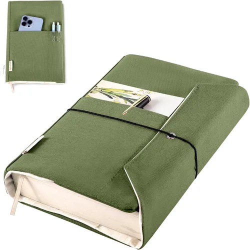 Vista 12 de Fundas de libro de lienzo, protector de libro lavable, funda de libro para novelas de tapa blanda, funda de libro ajustable para tapa dura
