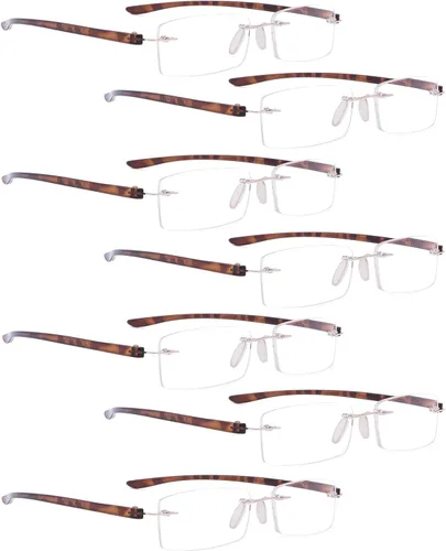 Vista 12 de LUR Gafas de lectura paquete de 7 lectores sin montura de lente pequeña (brazo azul)