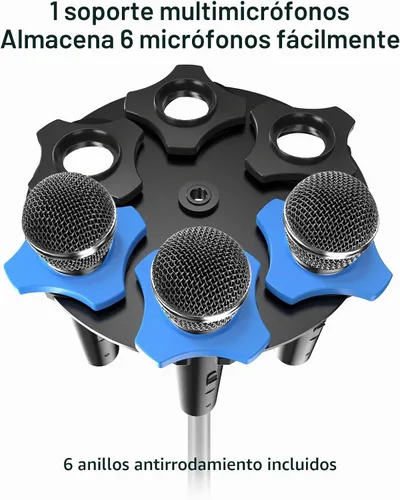 Vista 2 de Soporte universal de aluminio para micrófono, capacidad para 6 micrófonos