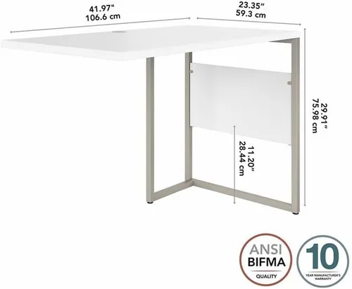 Vista 9 de Bush Business Furniture Hybrid 42 W x 24D Escritorio Return/Bridge en blanco