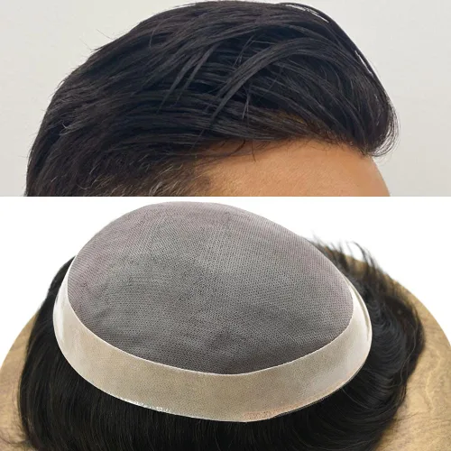 Vista 61 de Mens Toupee Hair Piece Real Human Hair Fine Mono Toupee para hombres Sistema de reemplazo de cabello para hombre Postizo Protesis Capilar Para