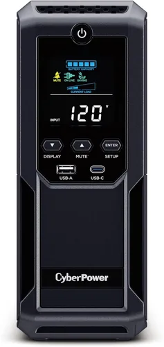 Vista 9 de Ordenador de escritorio brg1500avrlcd CyberPower, con salida ups, puertos avr, lcd, usb Negro