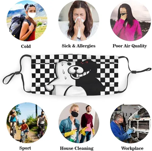 Vista 7 de 3 máscaras faciales ajustables reutilizables con cintas ajustables para las orejas bandana pasamontañas
