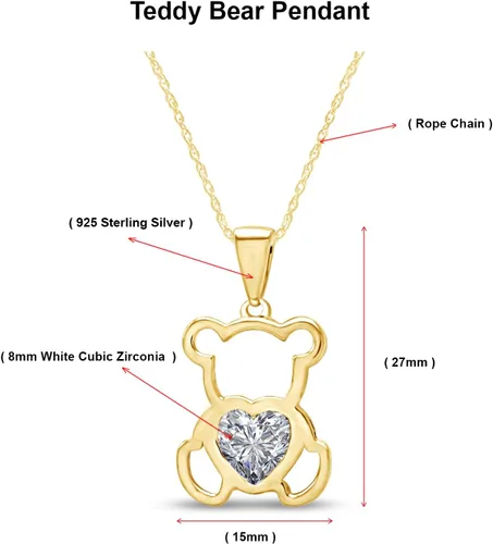 Vista 2 de AFFY Collar con colgante de corazón de amor de oro de 14 quilates sobre plata de ley, regalo para ella