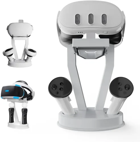 Vista 2 de VR Stand,Organizer and Display Stand Compatible with Meta Quest 3PS VR Headset and Touch Controllers (White)