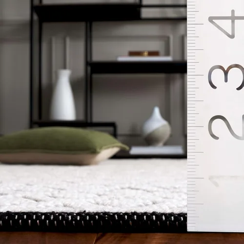 Vista 6 de SAFAVIEH Vermont Collection - Alfombra decorativa de 2 pies 3 pulgadas x 4 pies, marfil y negro, lana hecha a mano, ideal para zonas de alto tráfico