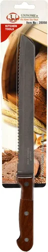 Vista 4 de Uniware Cuchillo de pan de acero inoxidable con mango de madera, hoja afilada de 8 pulgadas
