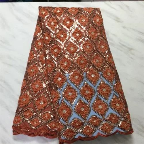 Vista 4 de Mahacraft - Tela de encaje de lentejuelas francesas africanas para boda tela de encaje nigeriana de organza para costura tela de encaje de tul