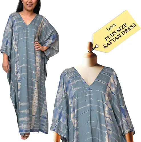 Vista 19 de Vestidos caftán hechos a mano en talla grande para mujer, vestido de gran tamaño teñido anudado, salida de baño para vacaciones y salidas nocturnas