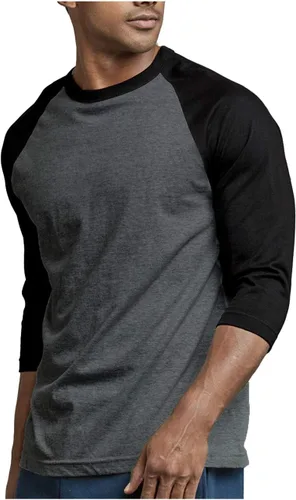 Vista 3 de Men's 3/4 Sleeve Raglan Cotton Baseball Tee Shirt