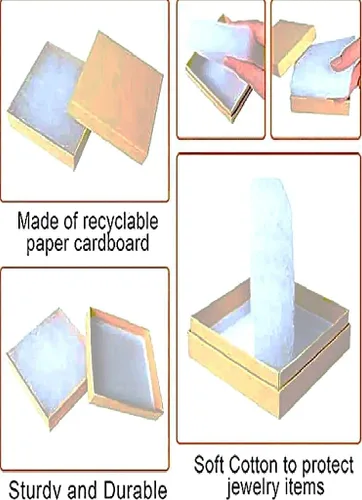 Vista 4 de R J Displays - Paquete de 12 cajas de regalo de cartón de papel kraft rellenas de algodón, 3 x 2 x 1 pulgada, tamaño #32