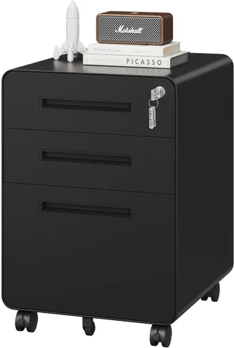 Vista 8 de PEUKC Archivador de 2 cajones con cerradura, archivador de metal debajo del escritorio para tamaño carta/legal/A4 para oficina en casa, archivadores