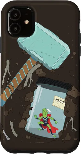 Vista 5 de iPhone 14 Marvel Loki Frog of Thunder con funda Mjolnir Hammer