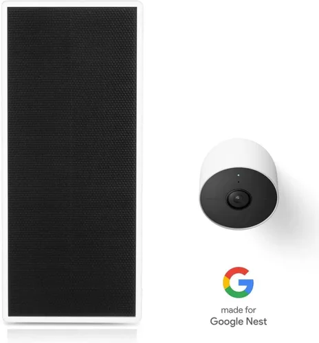 Vista 2 de Wasserstein Panel solar de alta calidad, cargador de panel solar para Google Nest Cam exterior o interior, batería - 3.5 W de energía solar - Hecho