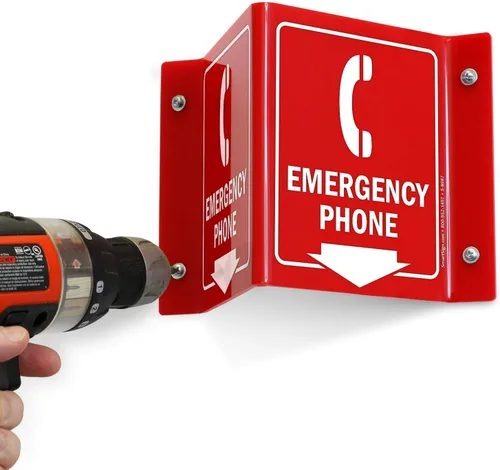 Vista 3 de SmartSign Letrero de proyección "Teléfono de emergencia" Acrílico de 5 x 6 pulgadas