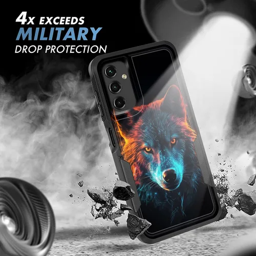 Vista 5 de Funda para Galaxy A14 5G, resistente de doble capa híbrida de policarbonato duro, goma suave, a prueba de golpes, funda protectora resistente