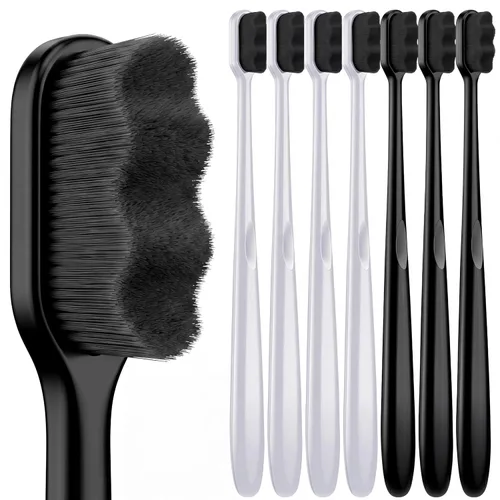 Vista 7 de Patelai 8 piezas Micro Nano Cepillo de dientes con 20000 cerdas extra suaves, negro Extra Soft Bristles, Individually Packaged, Bamboo Charcoal