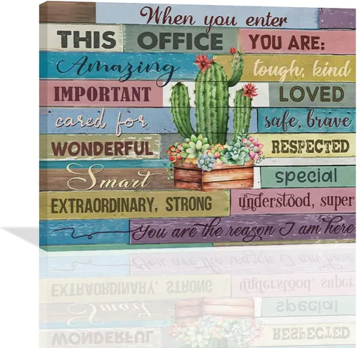 Vista 19 de At In This Office - Arte de pared inspirador para oficina, citas motivacionales, imágenes, lienzo, arte de pared con texto en inglés, We Are A Team