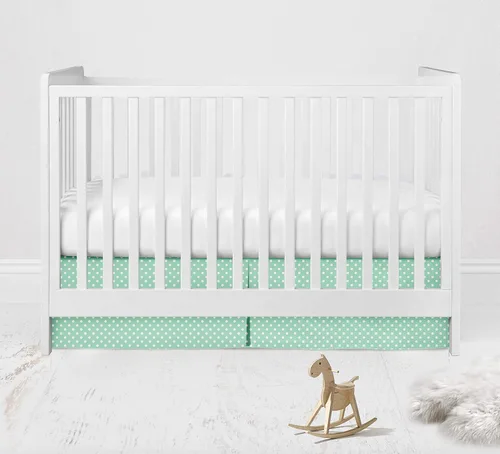 Vista 24 de Bacati - Sábana bajera ajustable de 100 % algodón universal para bebé de EE. UU. para cuna o niño pequeño (PIN DOTS, turquesa aguamarina)