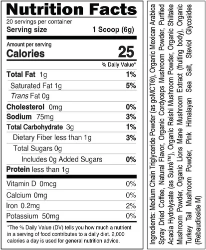 Vista 2 de Evlution Nutrition - Café de hongos – Apoyo energético, nervioso y del sistema inmunológico – 100% orgánico Reishi, shiitake, melena de león y polvo